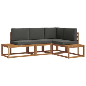 vidaXL Set di divani da esterno 4 Pezzo Naturale e Antracite