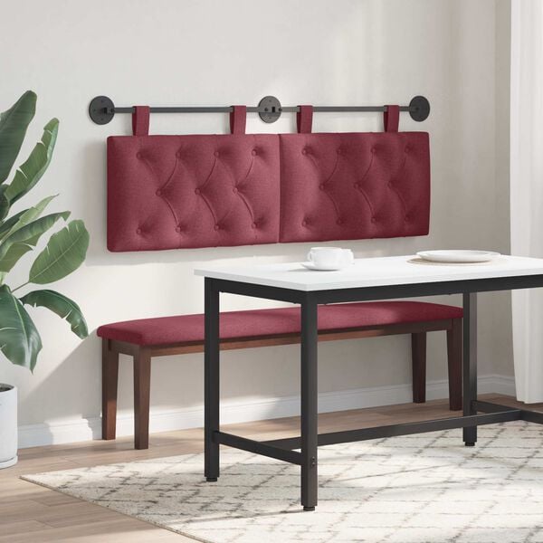 vidaXL Testata appesa Rosso Vino 150 x 55 x 7 cm Tessuto