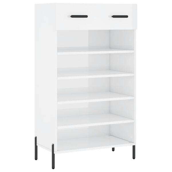 vidaXL Scarpiera Bianco Lucido 60x35x105 cm in Legno Multistrato