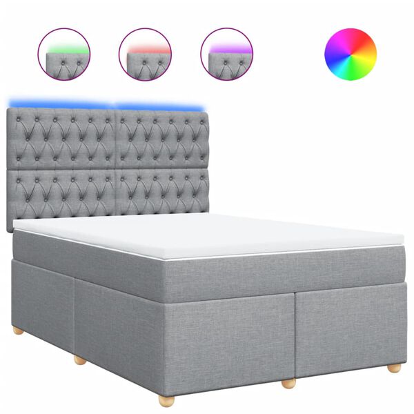 vidaXL Giroletto a Molle con Materasso Grigio Chiaro 140x200cm Tessuto