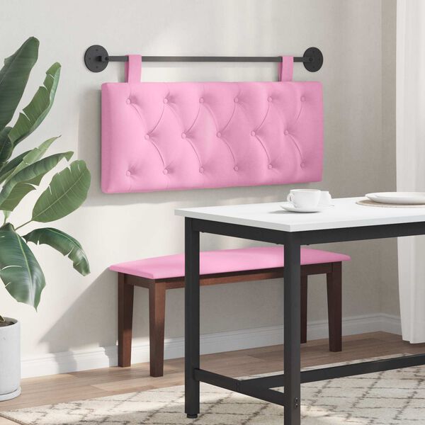 vidaXL Testata appesa Montaggio a parete Rosa 110 x 55 x 7 cm Tessuto