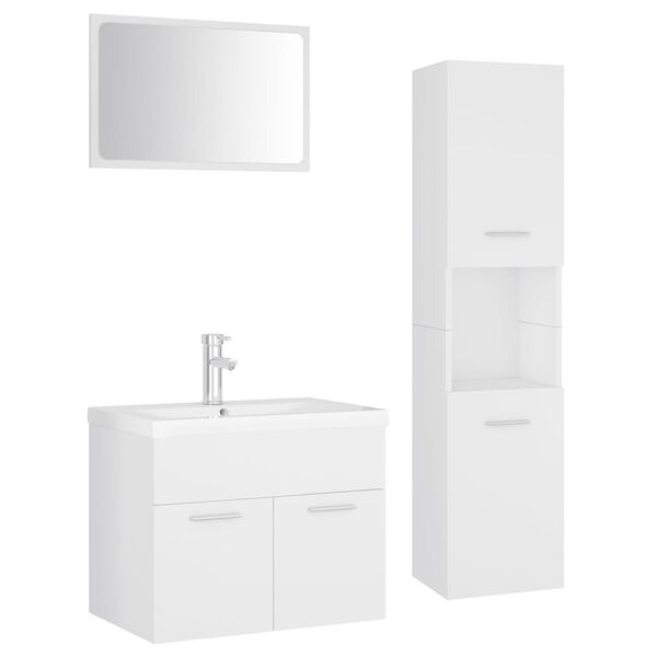 vidaXL Set Mobili da Bagno Bianco in Legno Multistrato