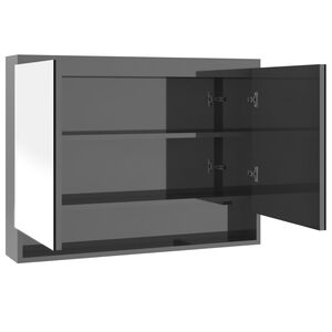 vidaXL Armadietto Bagno con Specchio 80x15x60 cm in MDF Grigio Lucido