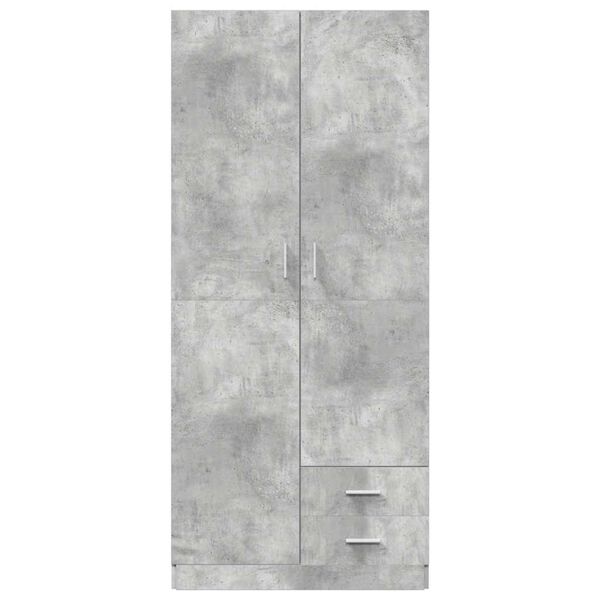 vidaXL Armadio Grigio Cemento 80x52x180 cm in Legno Multistrato