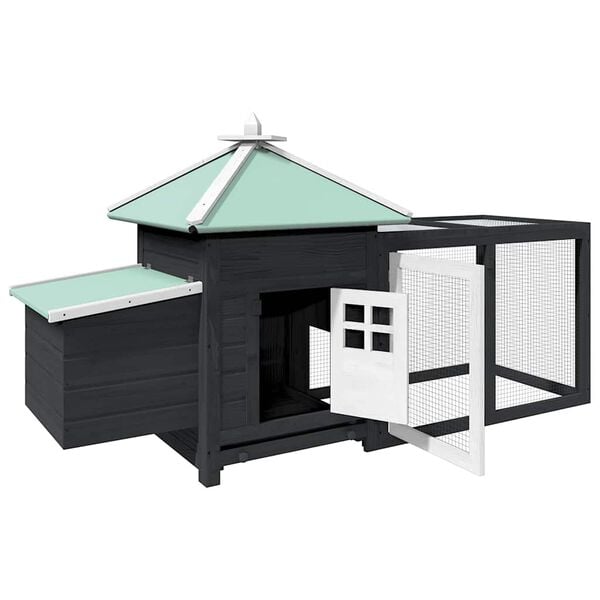 vidaXL Pollaio con Casetta Nidificazione Grigio 190x72x102 cm in Abete