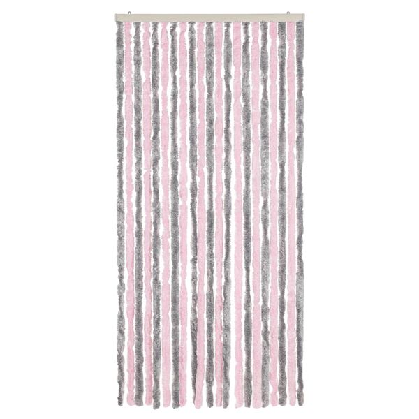 vidaXL Tenda Antimosche Grigio Argento e Rosa 90x200 cm in Ciniglia