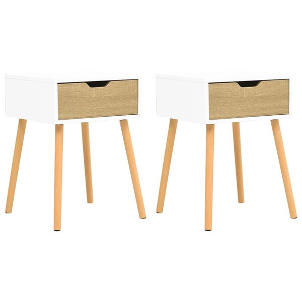 vidaXL Comodini 2pz Bianco Rovere Sonoma 40x40x56cm Legno Multistrato