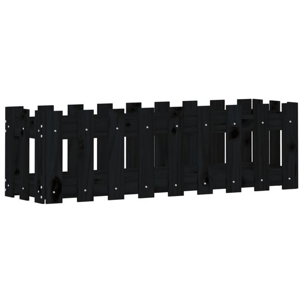 vidaXL Fioriera Giardino a Recinzione Nera 100x30x30cm Massello Pino