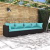 vidaXL Set Divani da Giardino 4 pz con Cuscini in Polyrattan Nero