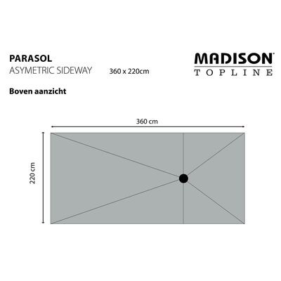 Madison Ombrellone Asymmetric Sideway 360x220 cm Grigio PC15P014