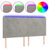 vidaXL Testiera a LED Grigio Chiaro 160x5x118/128 cm in Velluto