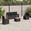 vidaXL Set Divano da Giardino 6 pz con Cuscini Nero in Polyrattan