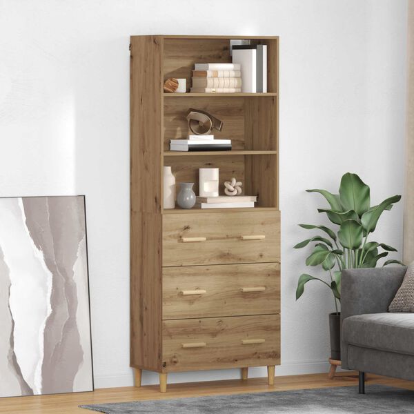 vidaXL Credenza con cassetto Rovere artigianale 69,5 x 32,5 x 180 cm