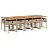 vidaXL Set da Pranzo da Giardino 11 pz con Cuscini Beige in Polyrattan