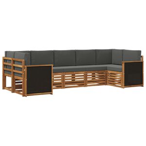 vidaXL Set divano sezionale con cuscino 6 pcs Naturale e Antracite