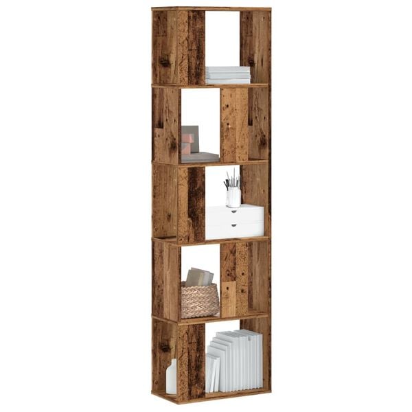 vidaXL Libreria 5 Ripiani Legno Vecchio 45x23,5x162,5cm Multistrato