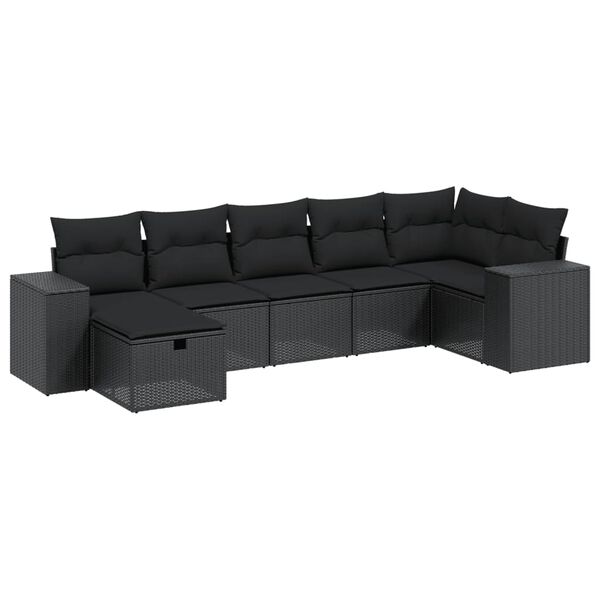 vidaXL Set Divani da Giardino con Cuscini 8 pz Nero in Polyrattan