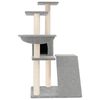 vidaXL Albero per Gatti con Tiragraffi in Sisal Grigio Chiaro 94 cm