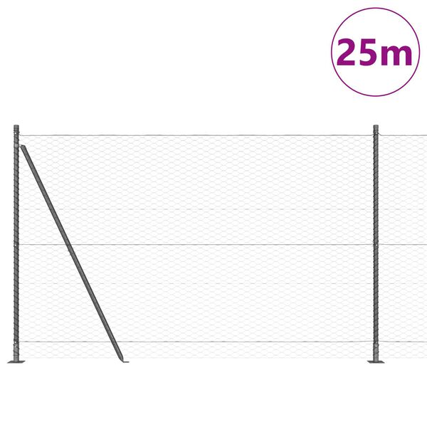 vidaXL Palo della recinzione Grigio 25 x 1,4 m (maglia da 36 mm)