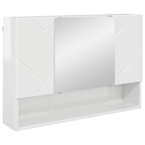vidaXL Mobiletto per specchio con porta Bianco Lucido 80 x 17 x 55 cm