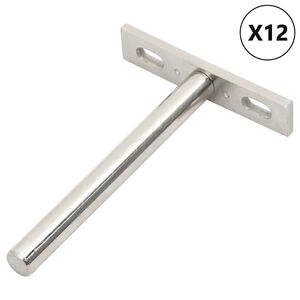 vidaXL Staffe Mensole Galleggianti 12pz &Oslash;10x100 mm Acciaio al Carbonio