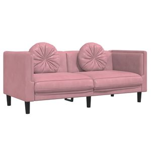 vidaXL Divano a 2 Posti con Cuscini Rosa in Velluto