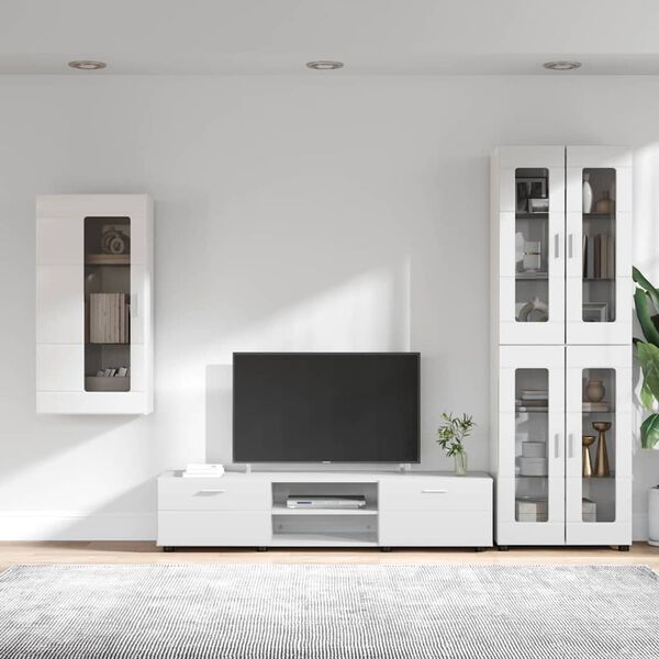 vidaXL Set mobile TV con porta FLORIN Bianco Lucido Legno multistrato