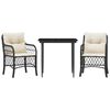 vidaXL Set da Bistr&ograve; 3 pz con Cuscini Nero in Polyrattan