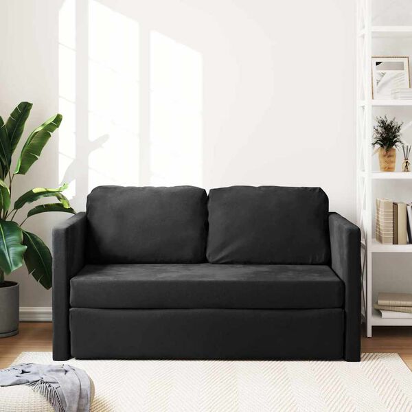 vidaXL Divano Letto da Terra 2 in 1 Nero 122x204x55 cm Velluto