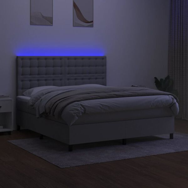 vidaXL Letto a Molle Materasso e LED Grigio Chiaro 160x200 cm Tessuto
