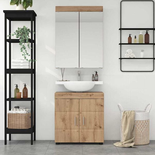 vidaXL Set di mobili per il bagno con porta TULUM Rovere artigianale