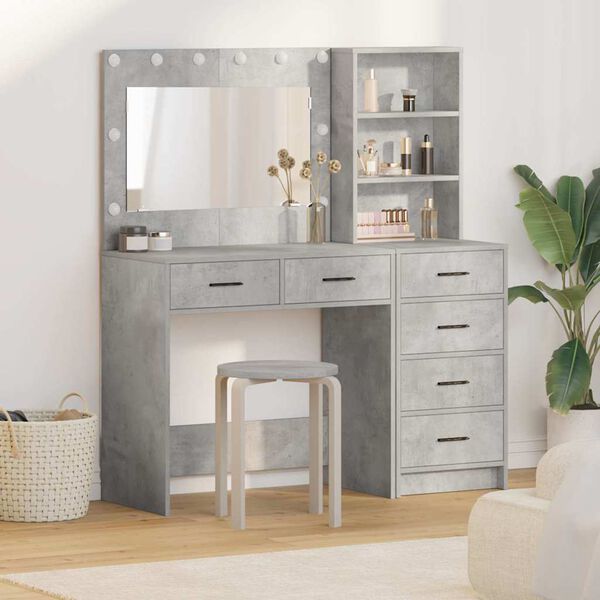 vidaXL Tavolo da Trucco Grigio 78.5 x 41 x 135 cm Legno multistrato