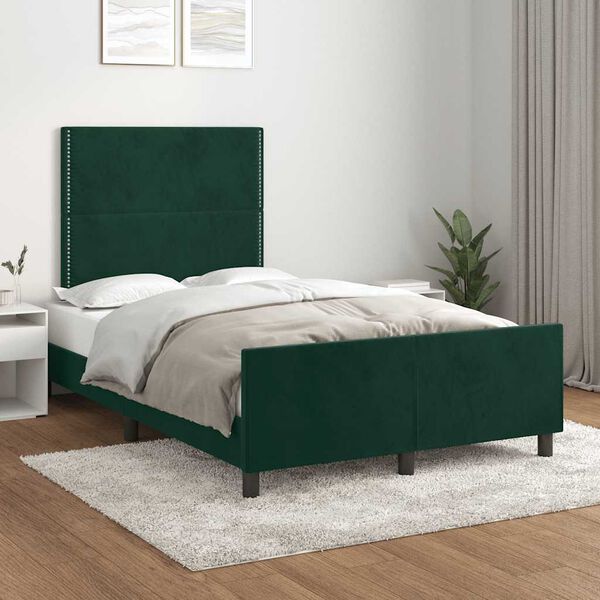 vidaXL Giroletto senza Materasso Verde Scuro 120x200 cm in Velluto