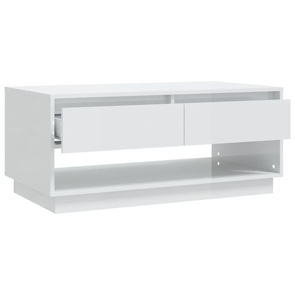 vidaXL Tavolino da Salotto Bianco Lucido 102,5x55x44 cm in Truciolato