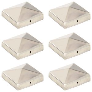 vidaXL Tappi per Pali a Piramide 6 pz in Acciaio Inox 81x81 mm