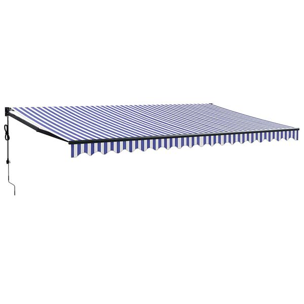 vidaXL Tenda Sole Automatica Retrattile Blu e Bianca 5x3 m