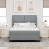 vidaXL Letto a molle con materasso Grigio chiaro 160 x 200 cm Tessuto