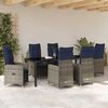 vidaXL Set da Pranzo per Giardino con cuscino 7 pcs Nero Poly Rattan