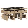 vidaXL Set Pranzo da Giardino 11 pz con Cuscini Beige Misto Polyrattan