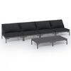 vidaXL Divani da Giardino 5 pz con Cuscini in Polyrattan Grigio Scuro