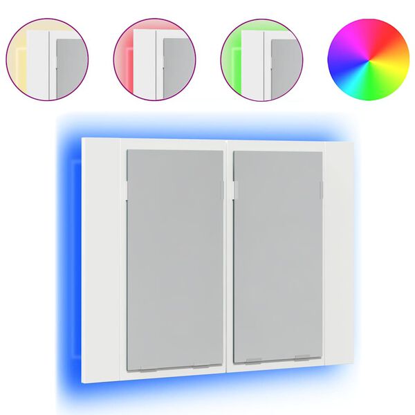 vidaXL Armadietto a Specchio con Luci LED Bianco 60x12x45 in Acrilico