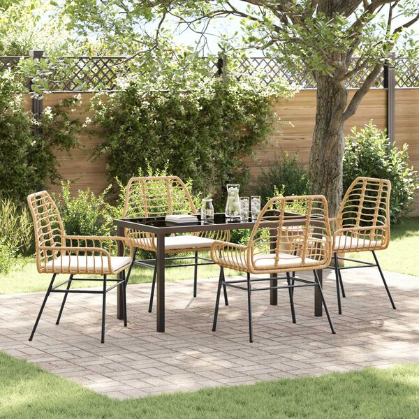 vidaXL Set da Pranzo per Giardino 5 pcs Marrone polyrattan