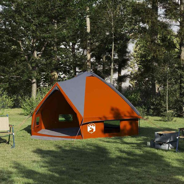 vidaXL Tenda Teepee con tetto Grigio e arancione 490 x 410 x 210 cm