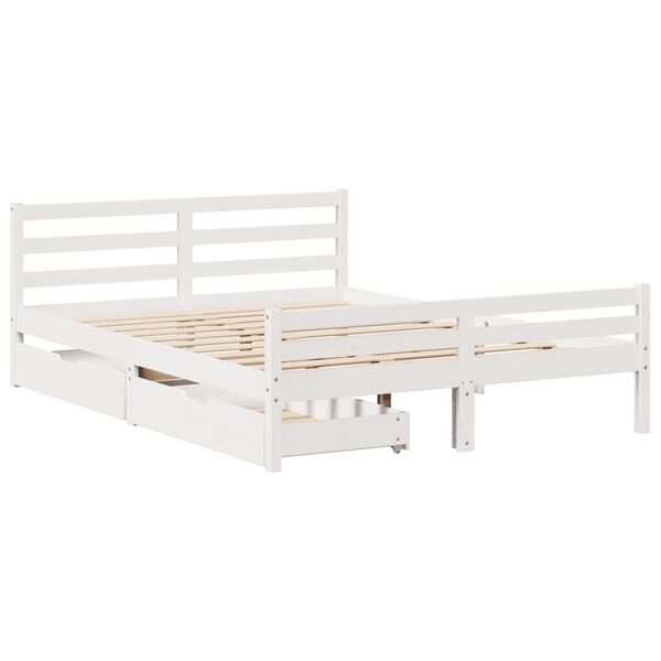 vidaXL Letto senza Materasso Bianco 150x200 cm Legno Massello di Pino