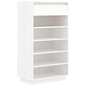 vidaXL Scarpiera Bianca 60x34x105 cm in Legno Massello di Pino