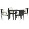 vidaXL Set da Pranzo per Giardino 5 pz Nero polyrattan