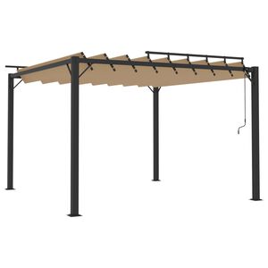 vidaXL Gazebo con Tetto a Lamelle 3x3 m in Tessuto Tortora e Alluminio