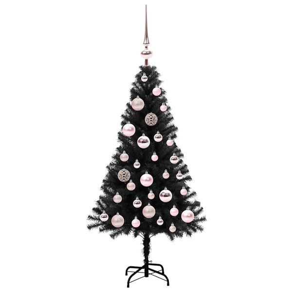 vidaXL Albero di Natale con 150 LED con supporto Nero 120 cm PVC