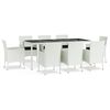vidaXL Set da Pranzo da Giardino 9 pz con Cuscini in Polyrattan Bianco