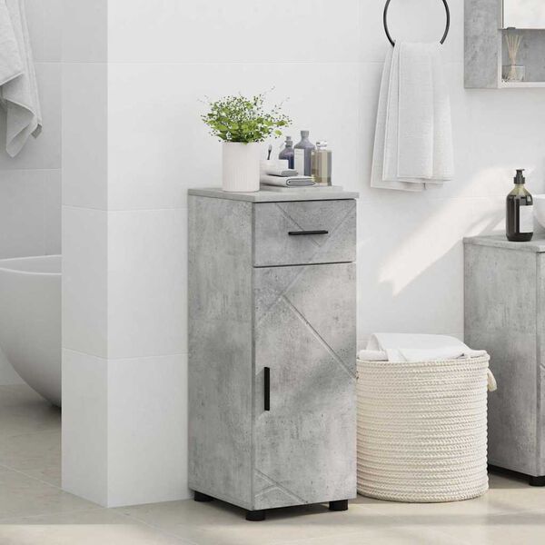 vidaXL Mobile da Bagno con cassetto Grigio cemento 30 x 35 x 80 cm